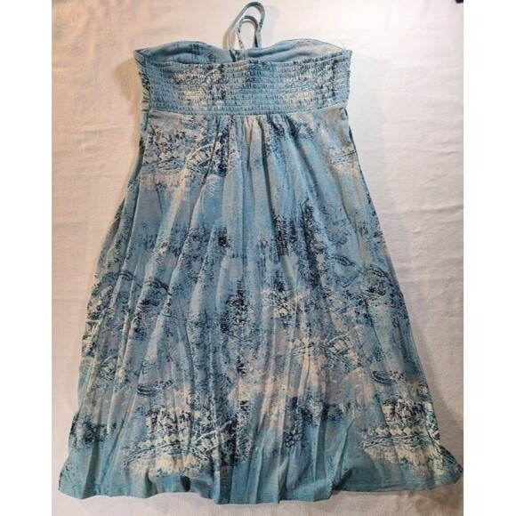 Mudd Blue Floral Sundress | Sleeveless Smocked Boho Dress Size XS Summer - Picture 2 of 6